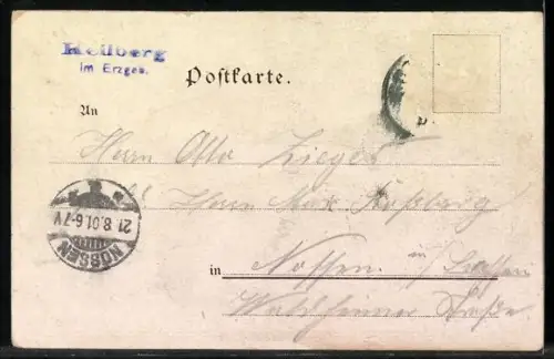 Lithographie Keilberg im Erzgeb., Kaiser Franz Josefs Aussichtsturm und Gasthaus, Keilberg von Oberwiesental gesehen