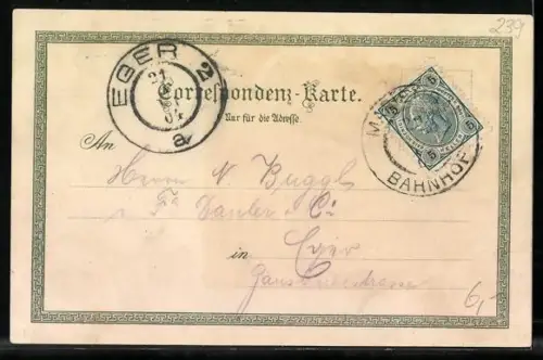 Lithographie Marienbad, Partie am Kreuzbrunnen