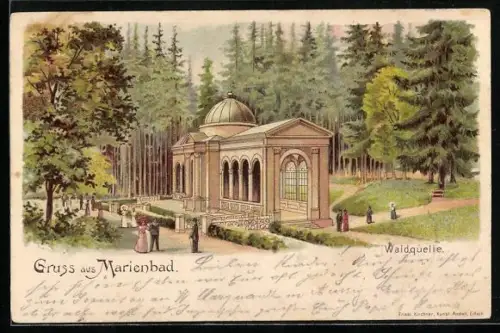 Lithographie Marienbad, Waldquelle