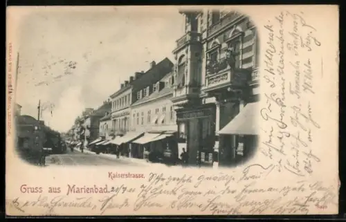 AK Marienbad, Kaiserstrasse mit Konditorei