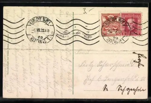 AK Karlsbad, Alte Wiese, Strassenpartie