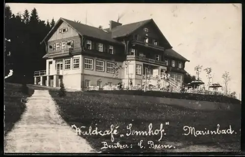 Foto-AK Marienbad, Waldcafé Sennhof, Besitzer Brem