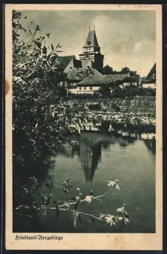 AK Friedland /Isergebirge, Uferpartie