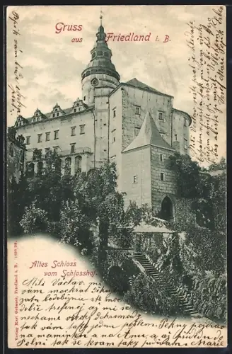 AK Friedland i. B., Altes Schloss vom Schlosshof