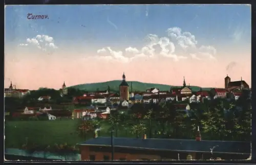 AK Turnov, Panorama mit Kirche