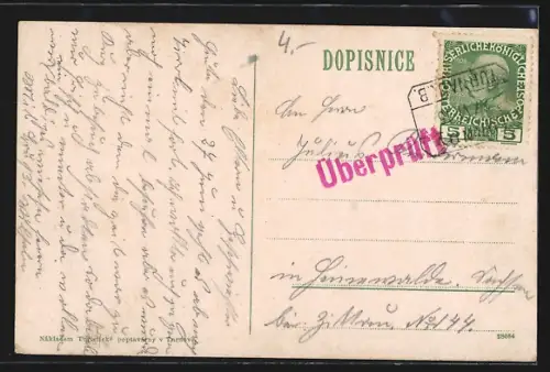 AK Turnov, Panorama mit Kirche