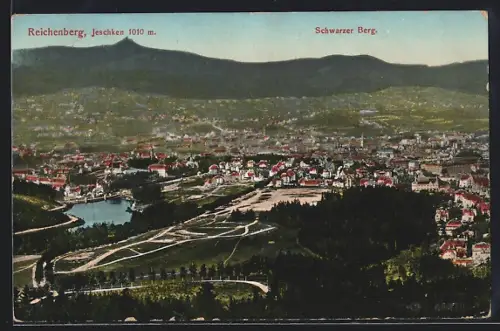 AK Reichenberg, Panorama, Schwarzer Berg und Jeschken