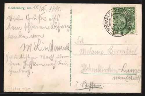 AK Reichenberg, Panorama, Schwarzer Berg und Jeschken