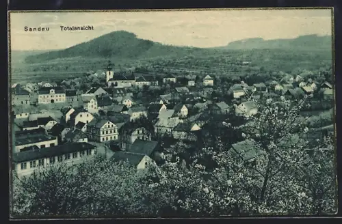 AK Sandau, Totalansicht vom Berghang aus