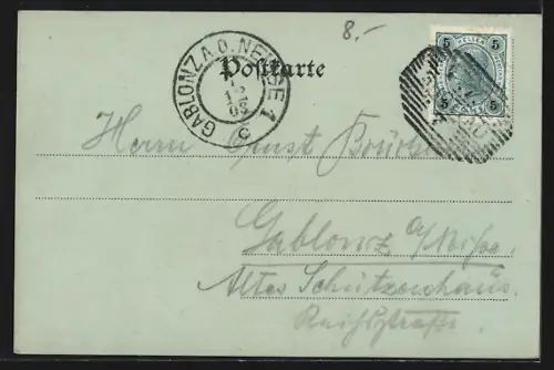 Mondschein-AK Grafenstein, Teilansicht mit der Burg