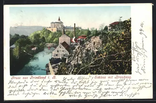 AK Friedland i. B., Schloss mit Brauhaus