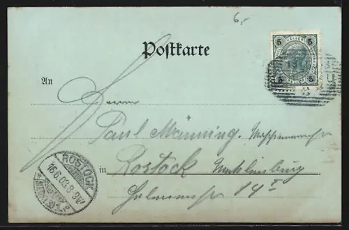 Mondschein-AK Grafenstein, Teilansicht mit der Burg