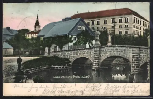 AK Reichstadt, Brückenpartie im Ort