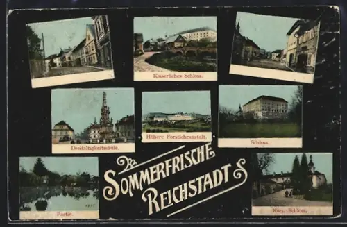 AK Reichstadt, Kaiserliches Schloss, Höhere Forstlehranstalt, Dreifaltigkeitskirche