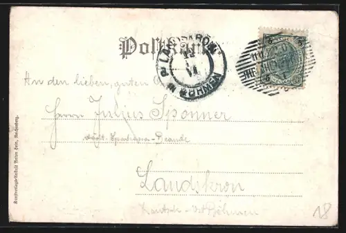 AK Reichenberg / Liberec, Strassenpartie mit Brücke