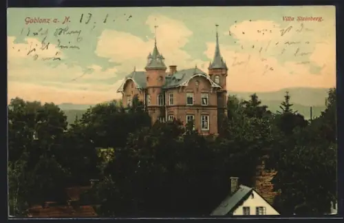 AK Gablonz a. N., Blick zur Villa Steinberg
