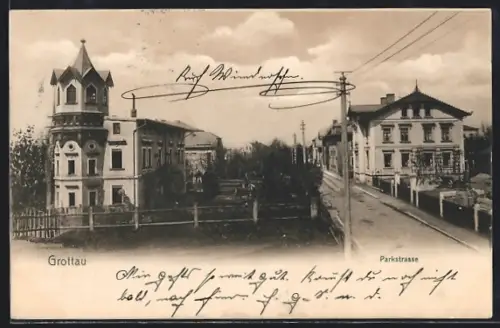 AK Grottau, Blick in die Parkstrasse