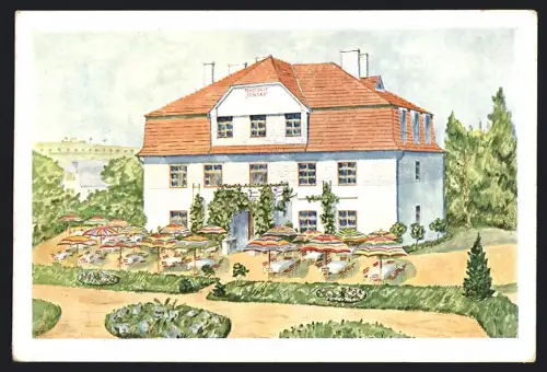 Künstler-AK Nová Hut u Plzne, Pension Sonský