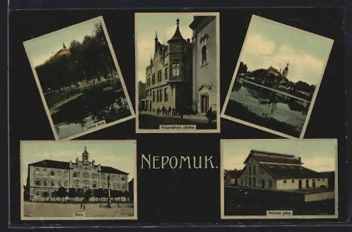 AK Nepomuk, Skoly, Mestenké jatky, Hospodárská zálozna, Zelená hora