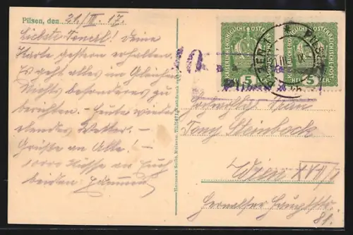 AK Pilsen, Kopecky-Promenade aus der Vogelschau