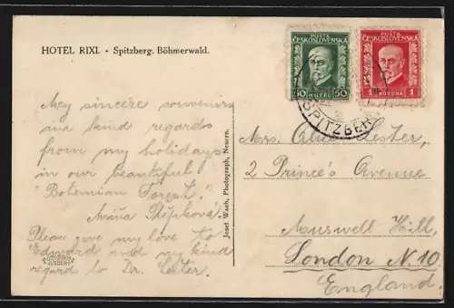 AK Spitzberg /Böhmerwald, Hotel Rixi