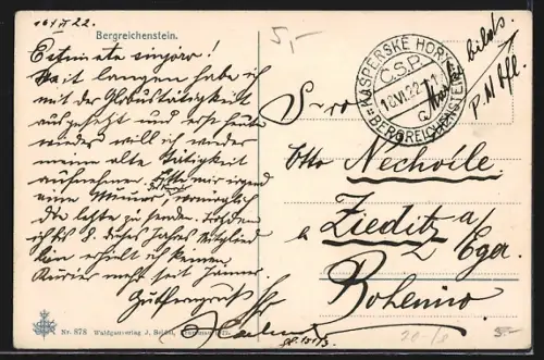 AK Bergreichenstein, Ortsansicht aus der Vogelschau