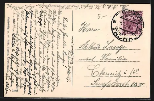 AK Tachau, Ortsansicht mit Kirche