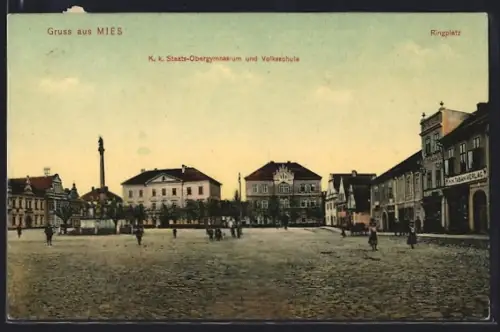 AK Mies, K k. Staats-Obergymnasium und Volksschule, Ringplatz