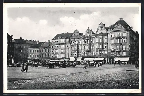 AK Plzen, Námestí, Platz mit Geschäften