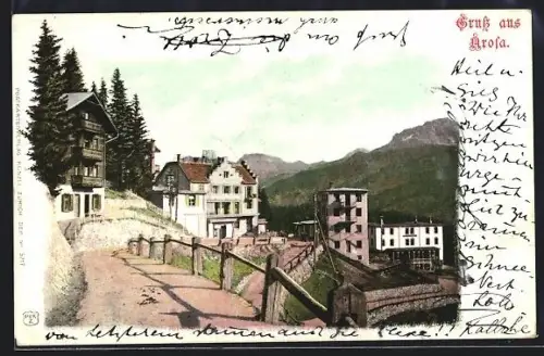 AK Arosa, Teilansicht gegen die Berge