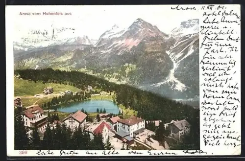 AK Arosa, Ortsansicht vom Hohenfels aus