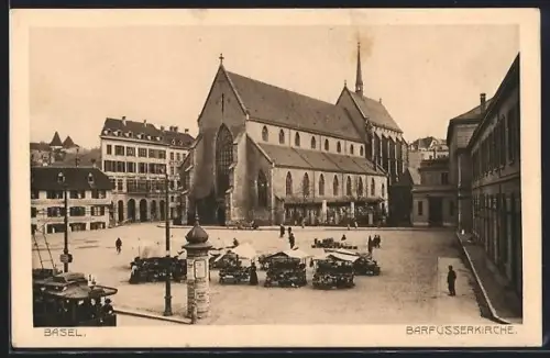 AK Basel, Ansicht der Barfüsserkirche