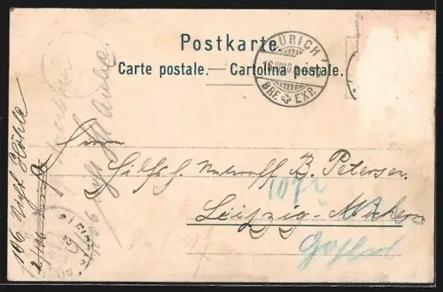 Lithographie Zürich, Gesamtansicht mit Quaibrücke