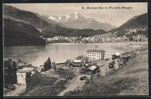 AK St. Moritz, St. Moritzer See mit Piz della Margna