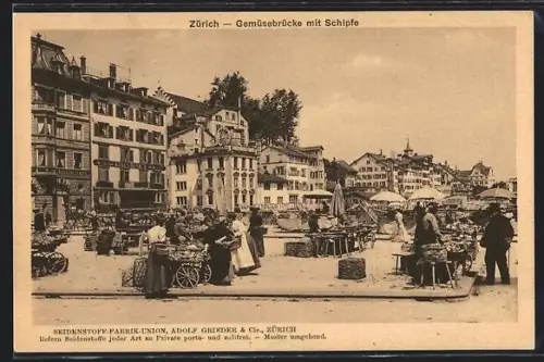 AK Zürich, Gemüsebrücke mit Schipfe