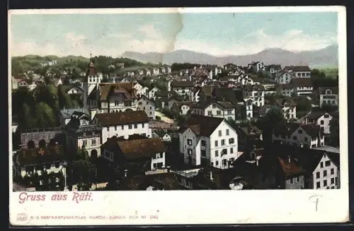 AK Rüti /ZH, Ortsansicht aus der Vogelschau