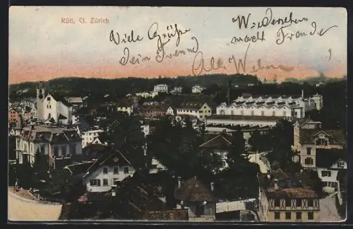 AK Rüti /Zürich, Teilansicht mit Fabrik