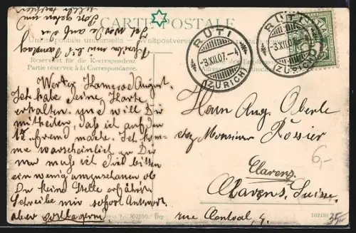 AK Rüti /Zürich, Teilansicht mit Fabrik