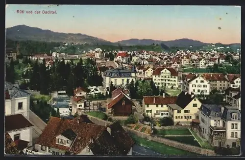 AK Rüti /ZH, Teilansicht und der Bachtel