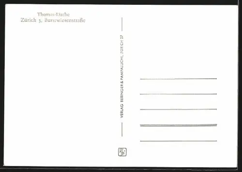 AK Zürich, Ansicht der Thomas-Kirche in der Burstwiesenstrasse