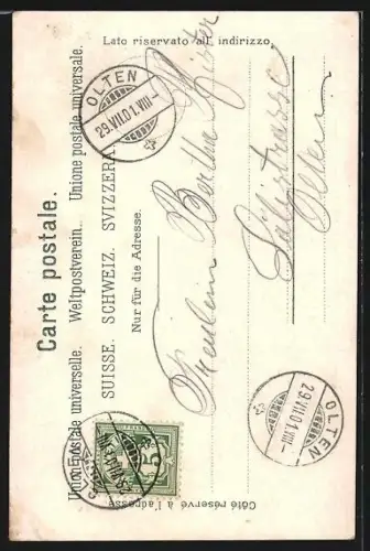 AK Solothurn, Zeitglockenturm zwischen der Häuserzeile