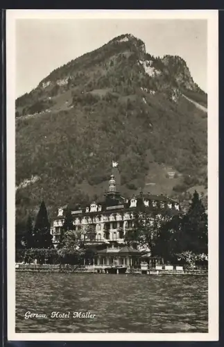 AK Gersau, Hotel Müller mit Uferpartie
