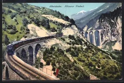 AK Albulabahn, Bergbahn auf dem Filisurer Viadukt