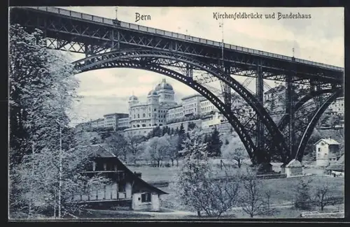 AK Bern, Kirchenfeldbrücke und Bundeshaus