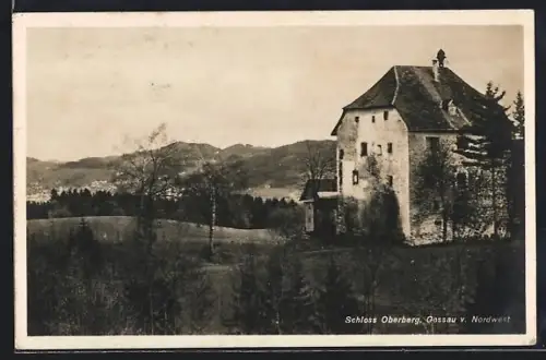 AK Gossau, Schloss Oberberg mit Blick nach Gossau, Schloss-Restaurant von Karl Fischer