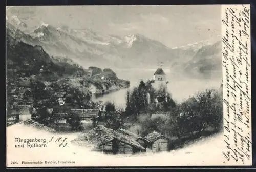 AK Ringgenberg, Ortsansicht mit Bergpanorama und Rothhorn