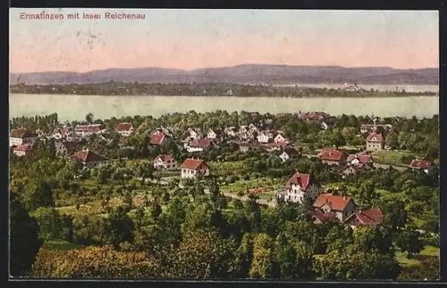 AK Ermatingen, Ortsansicht mit Blick zur Insel Reichenau