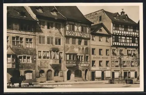 AK Stein am Rhein, Häuser am Marktplatz mit Bazar z. Meise