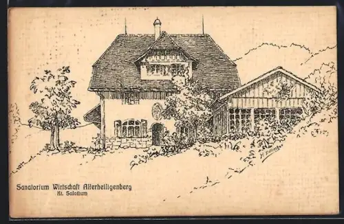 Künstler-AK Hägendorf, Am Sanatorium-Wirtschaft Allerheiligenberg