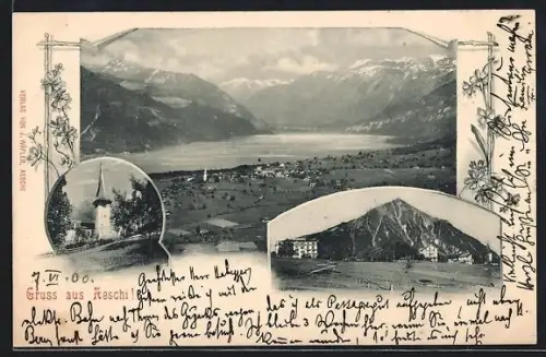 AK Aeschi /BE, Kirche und Ortspanorama